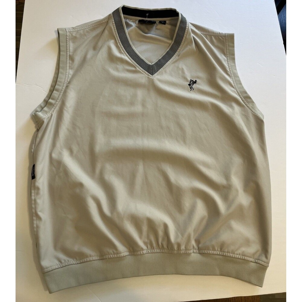 Ashworth Weather Systems Men's Beige Windshirt Vest L Water-Resistant Golf